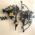 Black and Gold World Cardinal Points Wall Clock - Image 2