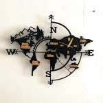 Black and Gold World Cardinal Points Wall Clock - Image 3