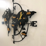 Black and Gold World Cardinal Points Wall Clock - Image 4